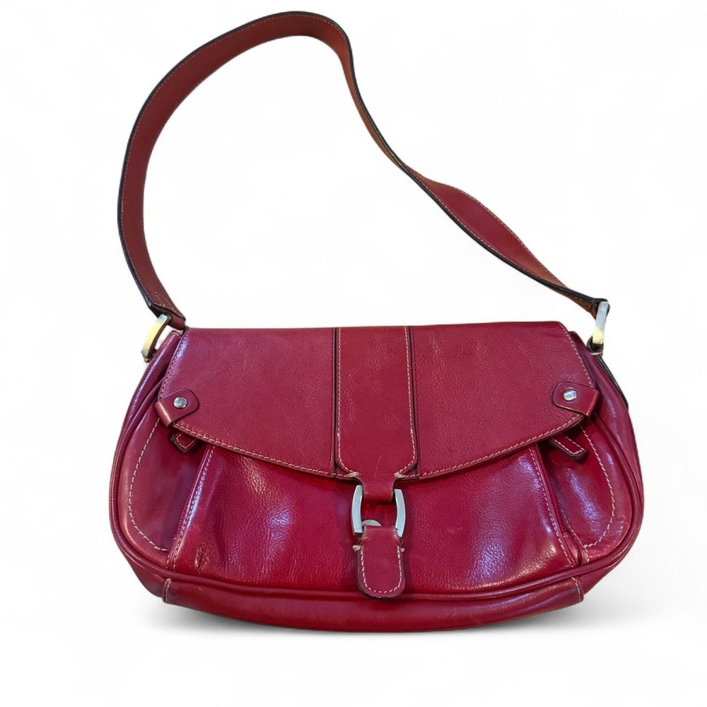 Vintage East 5th Red Leather Shoulder Bag Silver Hardware Purse
